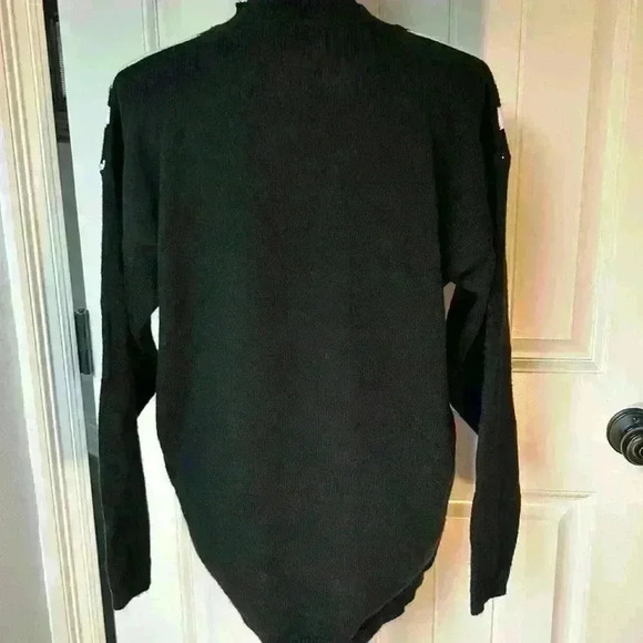 Jessica Scott Vintage Retro Black White Geometric Block Sweater Large Oversize - Picture 3 of 5